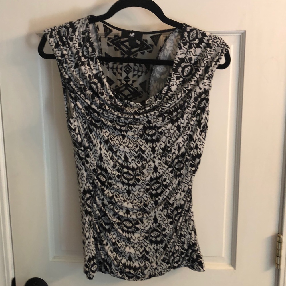 IZ Byer Black & White Back Lace Cutout Top